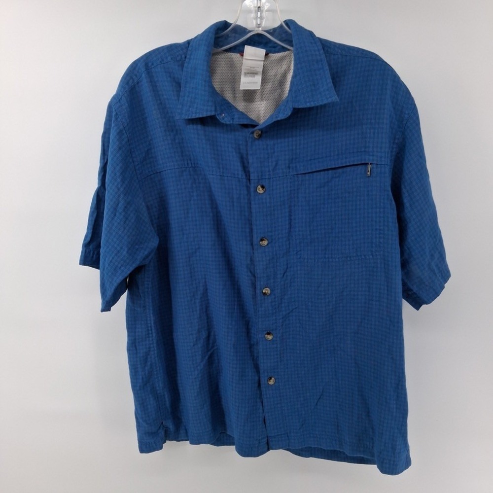 The North Face Shirt Mens M Royal Blue Short Sleeve Button Down ANL8 Plaid